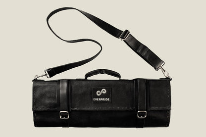 Waxed Canvas and Genuine Leather Trim Chef Knife Roll Bag Holds 12 Knives and Cooking Tools – Durable, Large Knife Case – Elegant Chef Bag for Professional Cooks and Students