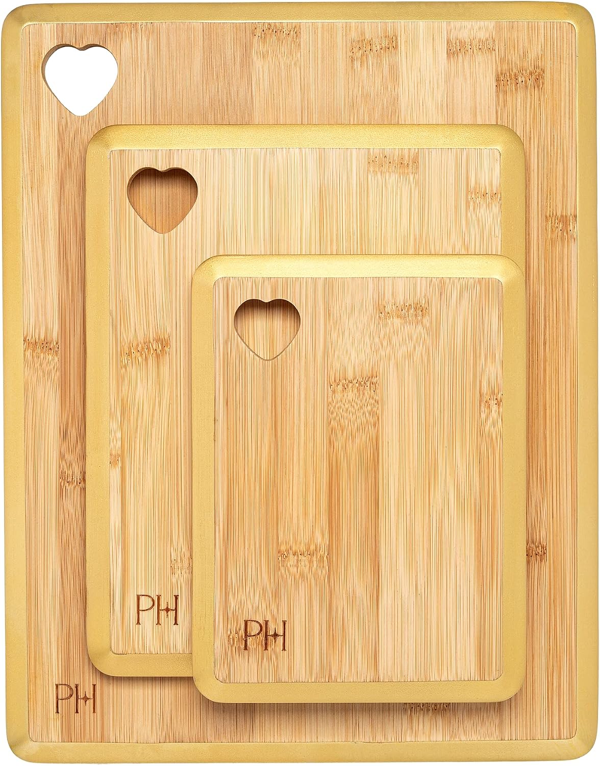 Paris Hilton Bamboo Cutting Board for Kitchen, Reversible Cutting Board and Cutlery Set with High Carbon Stainless Steel Knives and Blade Guards, Comfortable Handle Grips, 7-Piece Set, Gold and Pink