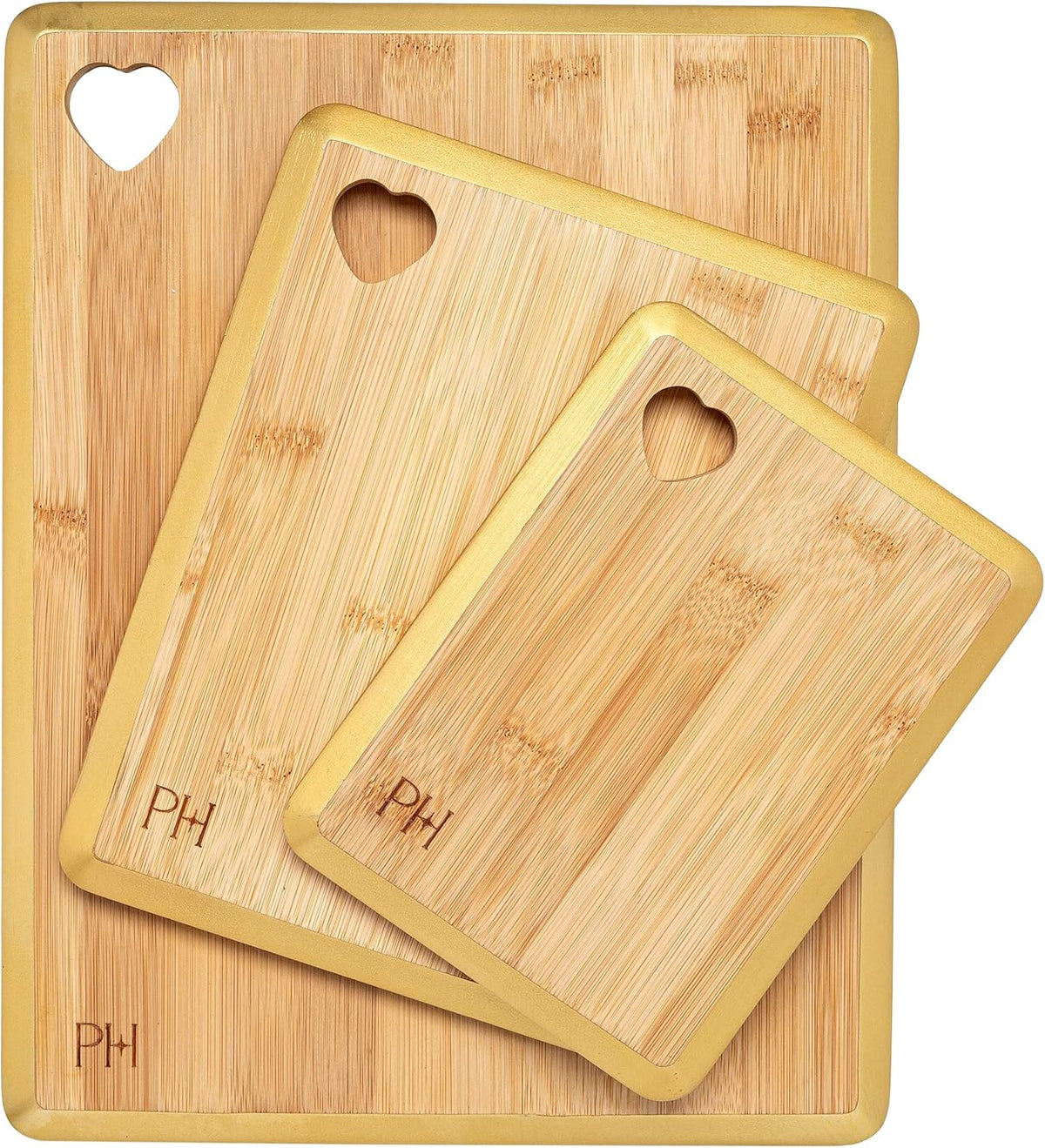 Paris Hilton Bamboo Cutting Board for Kitchen, Reversible Cutting Board and Cutlery Set with High Carbon Stainless Steel Knives and Blade Guards, Comfortable Handle Grips, 7-Piece Set, Gold and Pink