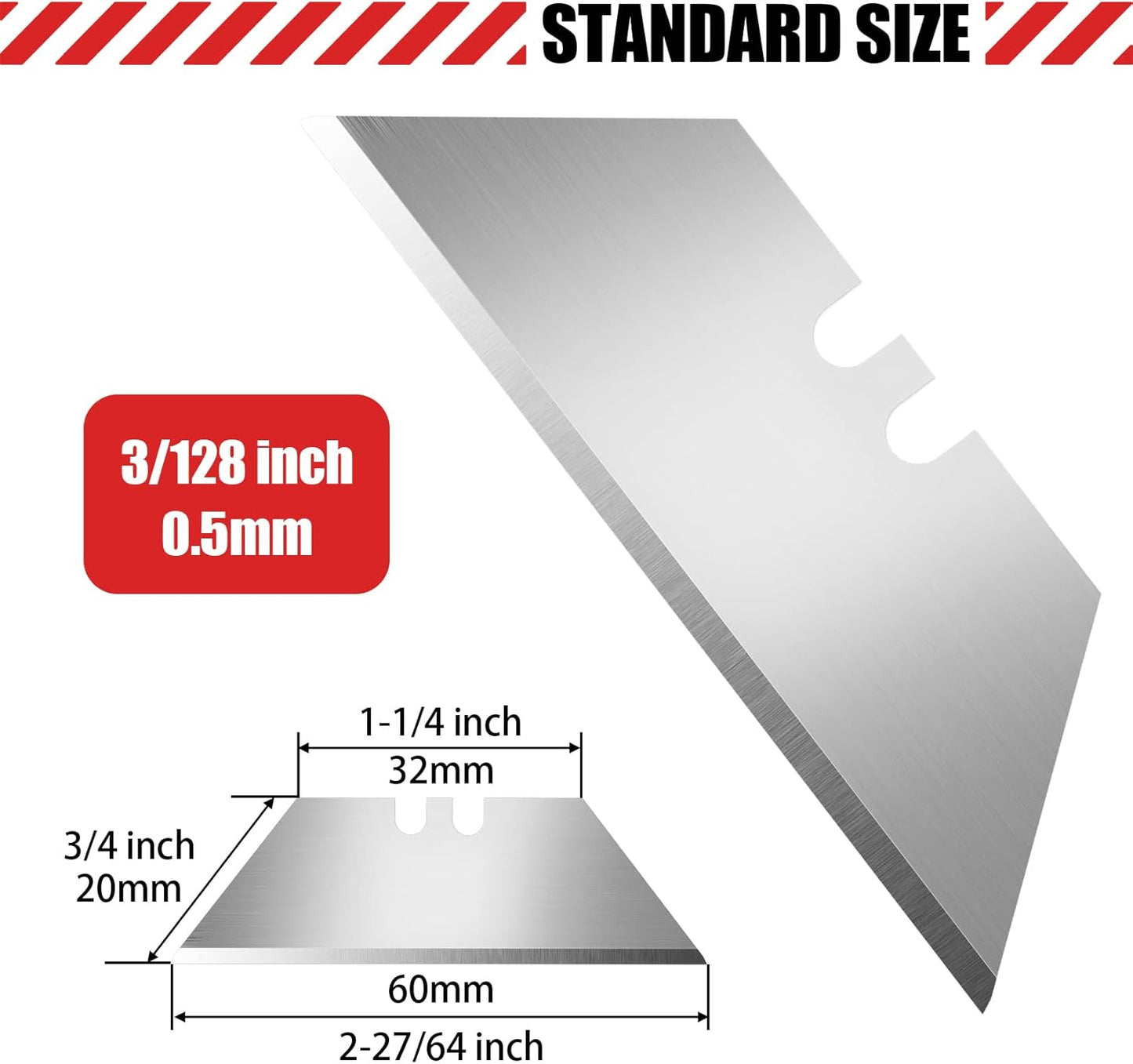 50 Pack Utility Knife Blades, SK5 Steel Box Cutter Blades with Dispenser, Standard Blades for Box Cutter Utility Knife Replacement, Sharper Utility Blade, Refills