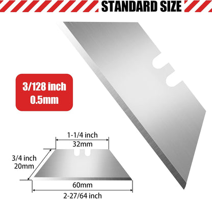 50 Pack Utility Knife Blades, SK5 Steel Box Cutter Blades with Dispenser, Standard Blades for Box Cutter Utility Knife Replacement, Sharper Utility Blade, Refills