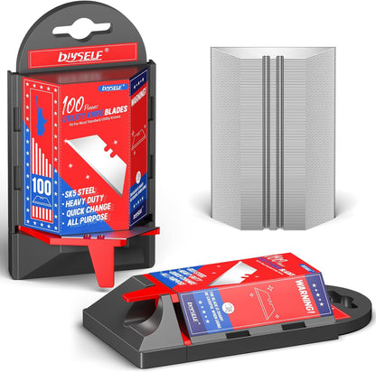 50 Pack Utility Knife Blades, SK5 Steel Box Cutter Blades with Dispenser, Standard Blades for Box Cutter Utility Knife Replacement, Sharper Utility Blade, Refills