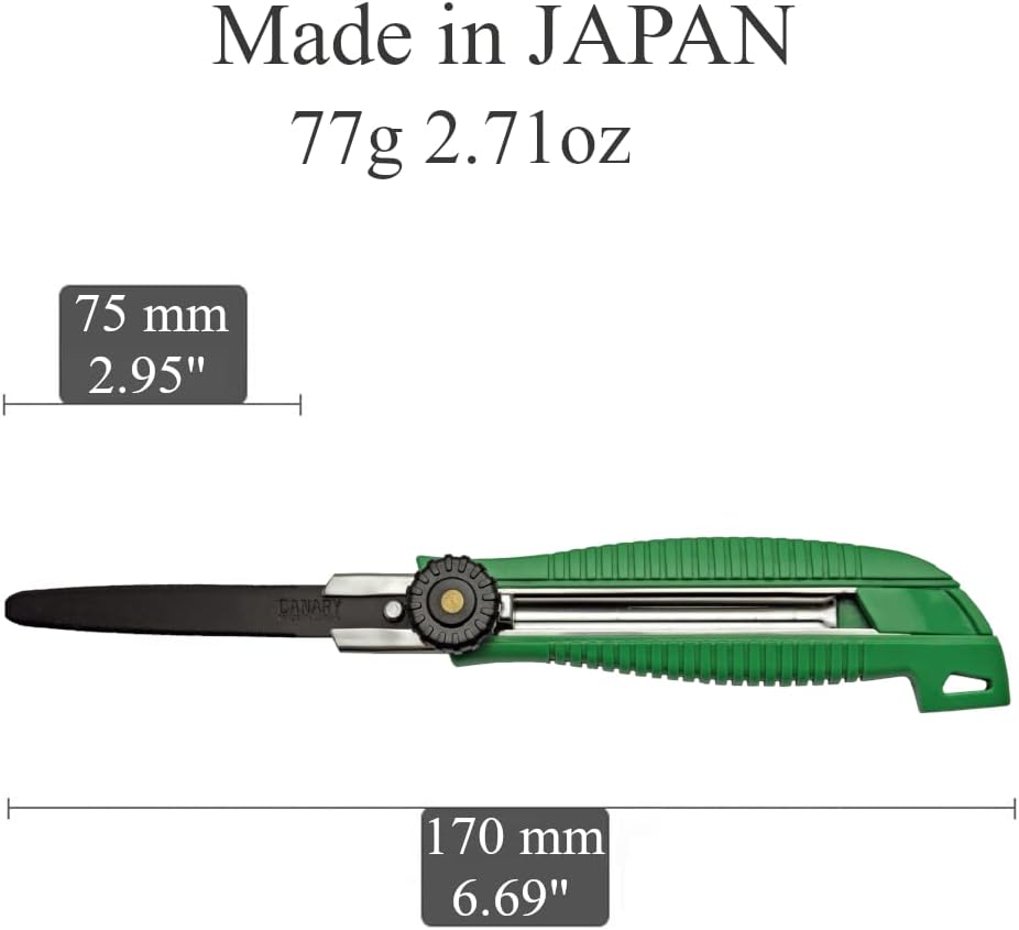 Box Cutter Retractable Heavy Duty Tool, Safety Corrugated Cardboard Cutter Knife, [Non-Stick Fluorine Coating Blade], Made in JAPAN, Green (DC-25F-1)
