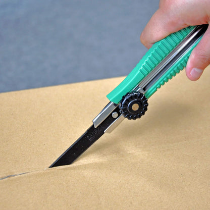 Box Cutter Retractable Heavy Duty Tool, Safety Corrugated Cardboard Cutter Knife, [Non-Stick Fluorine Coating Blade], Made in JAPAN, Green (DC-25F-1)