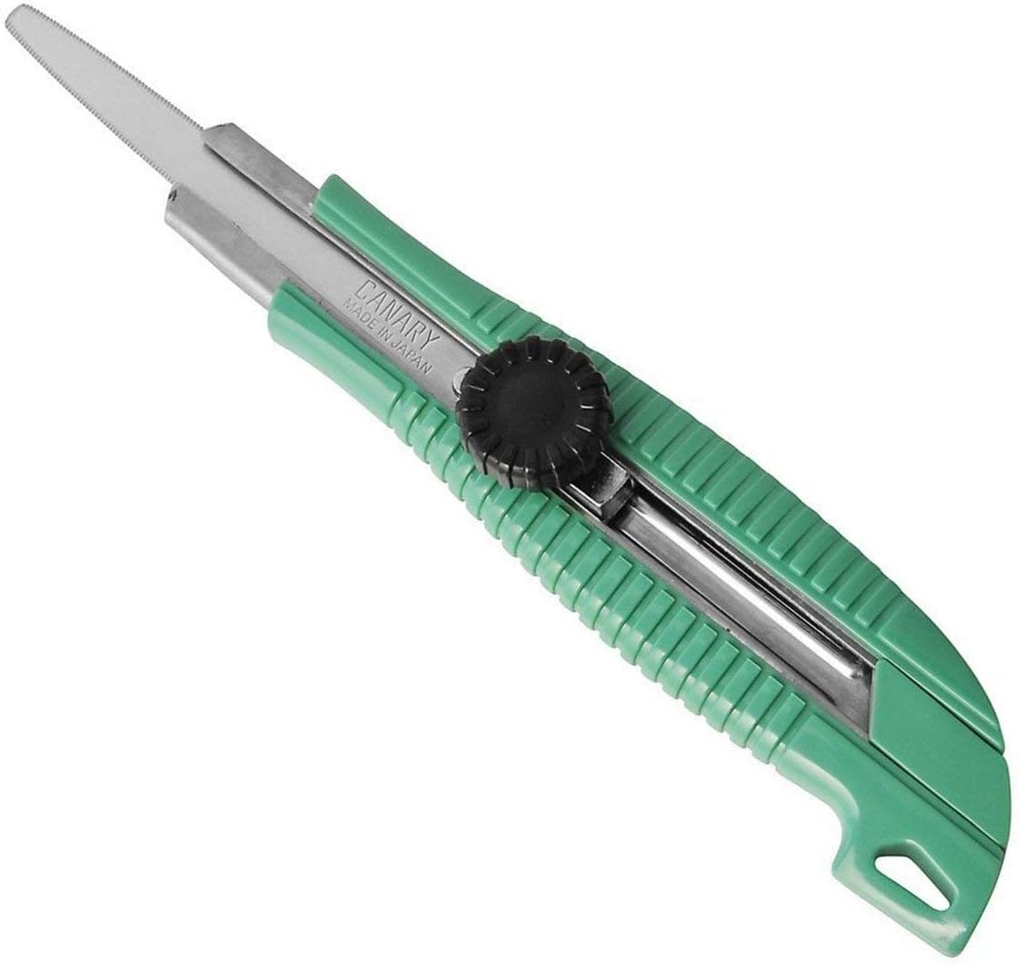 Box Cutter Retractable Heavy Duty Tool, Safety Corrugated Cardboard Cutter Knife, [Non-Stick Fluorine Coating Blade], Made in JAPAN, Green (DC-25F-1)
