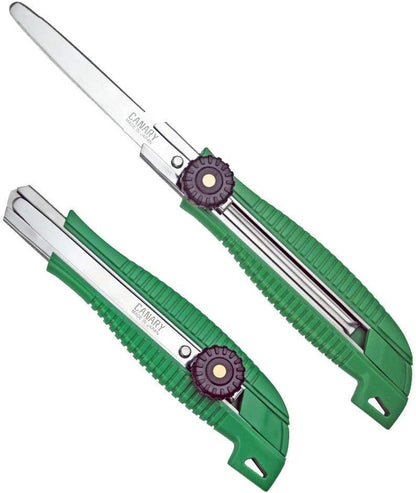 Box Cutter Retractable Heavy Duty Tool, Safety Corrugated Cardboard Cutter Knife, [Non-Stick Fluorine Coating Blade], Made in JAPAN, Green (DC-25F-1)