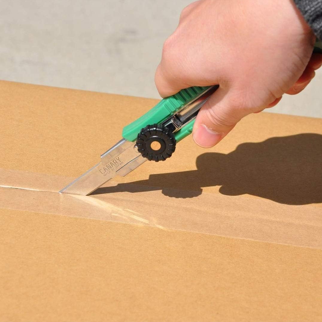 Box Cutter Retractable Heavy Duty Tool, Safety Corrugated Cardboard Cutter Knife, [Non-Stick Fluorine Coating Blade], Made in JAPAN, Green (DC-25F-1)
