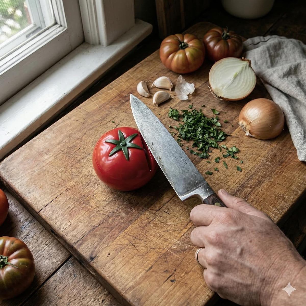 Tomato Shaped Manual Knife Sharpener Cute Kitchen Knife Sharpening Tool