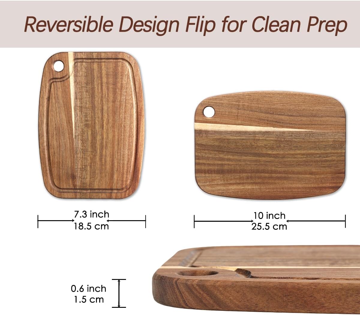 Small Cutting Board Set of 2 - Compact with Juice Groove for Fruits, Vegetables, Cheese & Sandwiches, Lightweight & Non-Toxic Mini Boards for Charcuterie, Camping & Kitchen