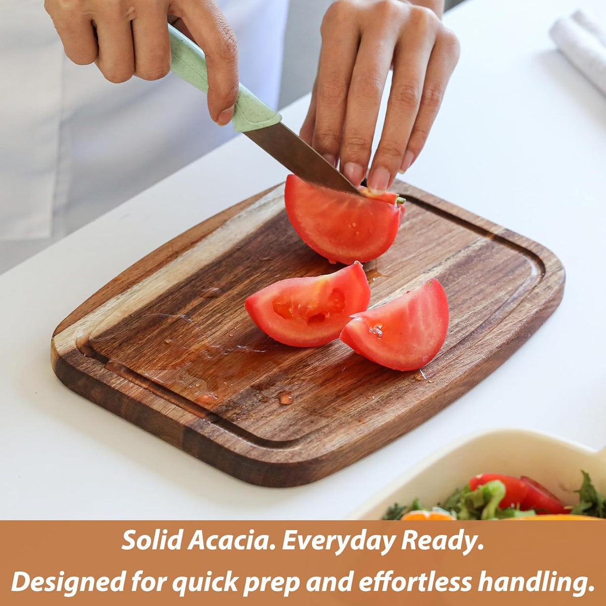 Small Cutting Board Set of 2 - Compact with Juice Groove for Fruits, Vegetables, Cheese & Sandwiches, Lightweight & Non-Toxic Mini Boards for Charcuterie, Camping & Kitchen