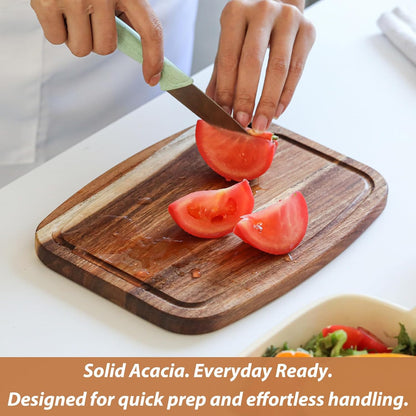 Small Cutting Board Set of 2 - Compact with Juice Groove for Fruits, Vegetables, Cheese & Sandwiches, Lightweight & Non-Toxic Mini Boards for Charcuterie, Camping & Kitchen