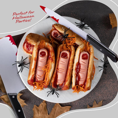 Fake Bloody Knife Set for Halloween - Bloody Knife Prop Set with Meat Cleaver and Kitchen Knife - Two Highly Detailed Plastic Knives for Halloween Costumes - Toy Knife Set with Blood