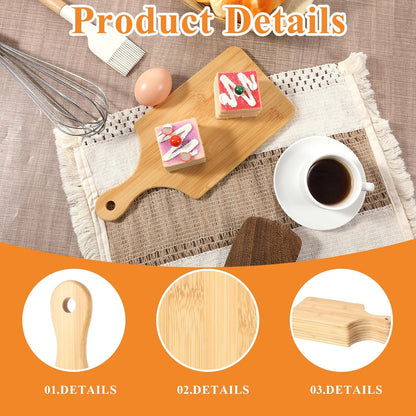 8 PCS Cutting Board Bulk, 11" x 5" Bamboo Wood Board with Handle Thicken Charcuterie Boards Mini Food Platter for Mother's Day Housewarming Gift Wedding Kitchen Home Decor