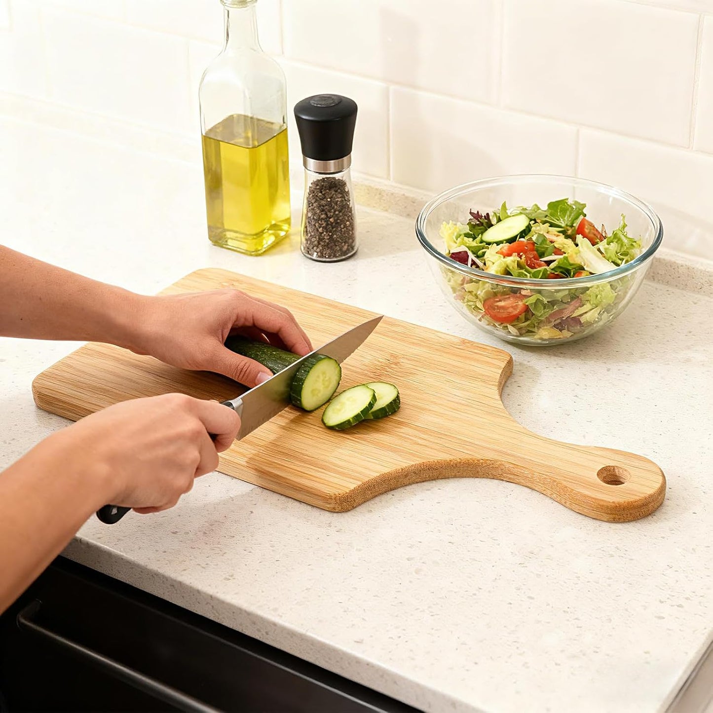 8 PCS Cutting Board Bulk, 11" x 5" Bamboo Wood Board with Handle Thicken Charcuterie Boards Mini Food Platter for Mother's Day Housewarming Gift Wedding Kitchen Home Decor