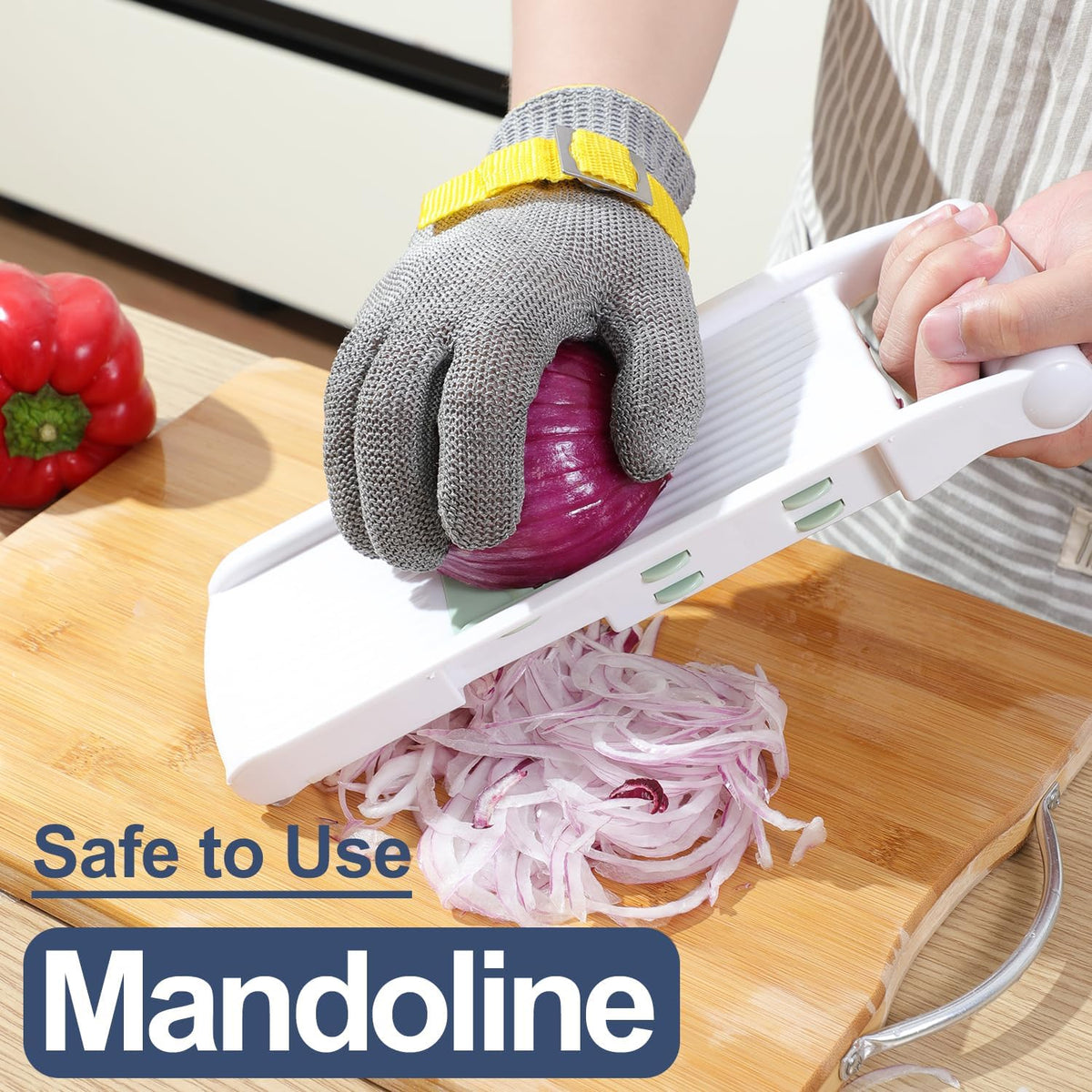 ANSI A9 Cut Resistant Glove Food Grade, Stainless Steel Mesh Metal Knife Cutting Glove for Butcher Oyster Shucking Kitchen Mandoline Chef Slicing Fish Fillet (Large)