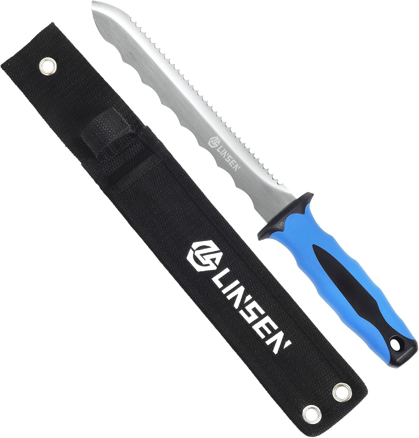 Stainless Steel Garden Knife with 11" Blade with New Handle, Double Side Utility Sod Cutter Lawn Repair Garden Knife with Nylon Sheath (YELLOW)