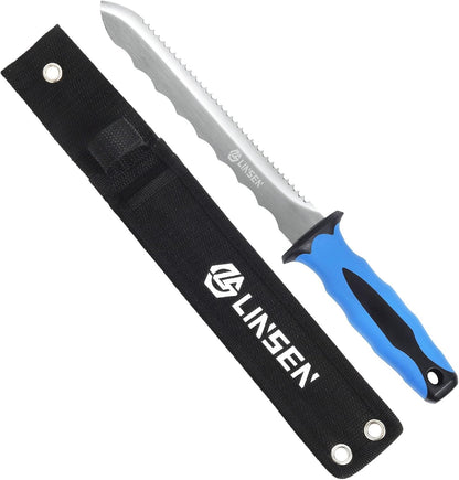 Stainless Steel Garden Knife with 11" Blade with New Handle, Double Side Utility Sod Cutter Lawn Repair Garden Knife with Nylon Sheath (YELLOW)