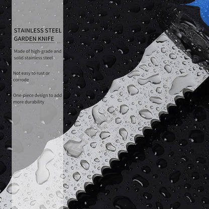 Stainless Steel Garden Knife with 11" Blade with New Handle, Double Side Utility Sod Cutter Lawn Repair Garden Knife with Nylon Sheath (YELLOW)