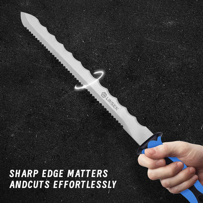 Stainless Steel Garden Knife with 11" Blade with New Handle, Double Side Utility Sod Cutter Lawn Repair Garden Knife with Nylon Sheath (YELLOW)