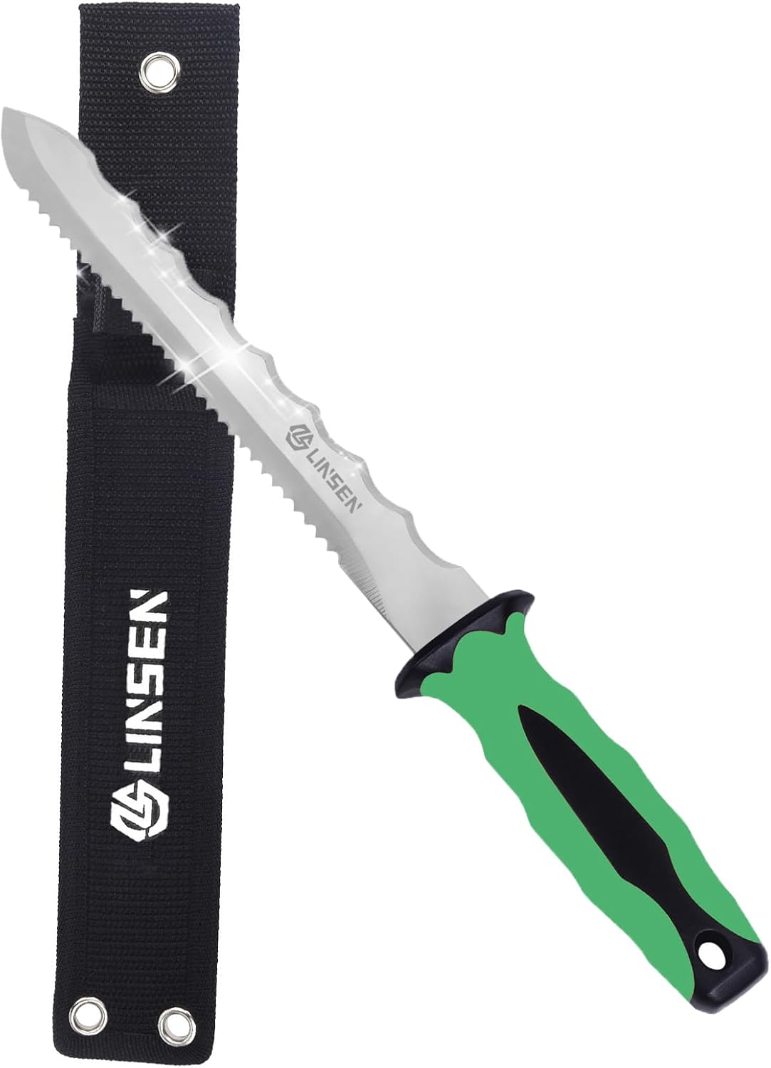 Stainless Steel Garden Knife with 11" Blade with New Handle, Double Side Utility Sod Cutter Lawn Repair Garden Knife with Nylon Sheath (YELLOW)
