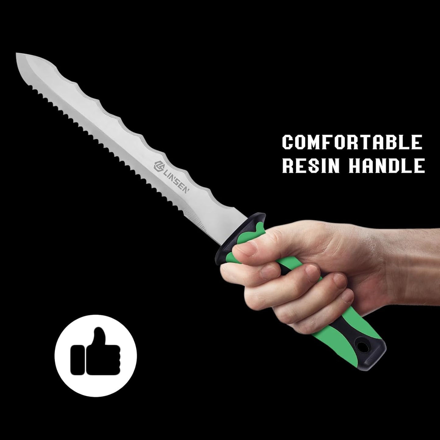 Stainless Steel Garden Knife with 11" Blade with New Handle, Double Side Utility Sod Cutter Lawn Repair Garden Knife with Nylon Sheath (YELLOW)