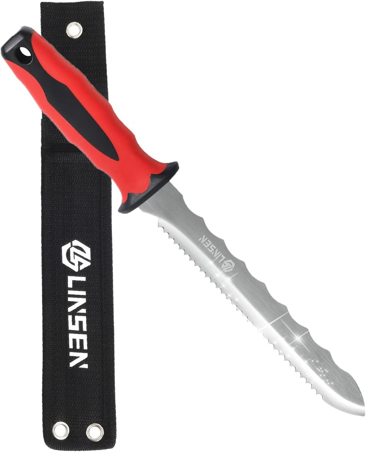 Stainless Steel Garden Knife with 11" Blade with New Handle, Double Side Utility Sod Cutter Lawn Repair Garden Knife with Nylon Sheath (YELLOW)