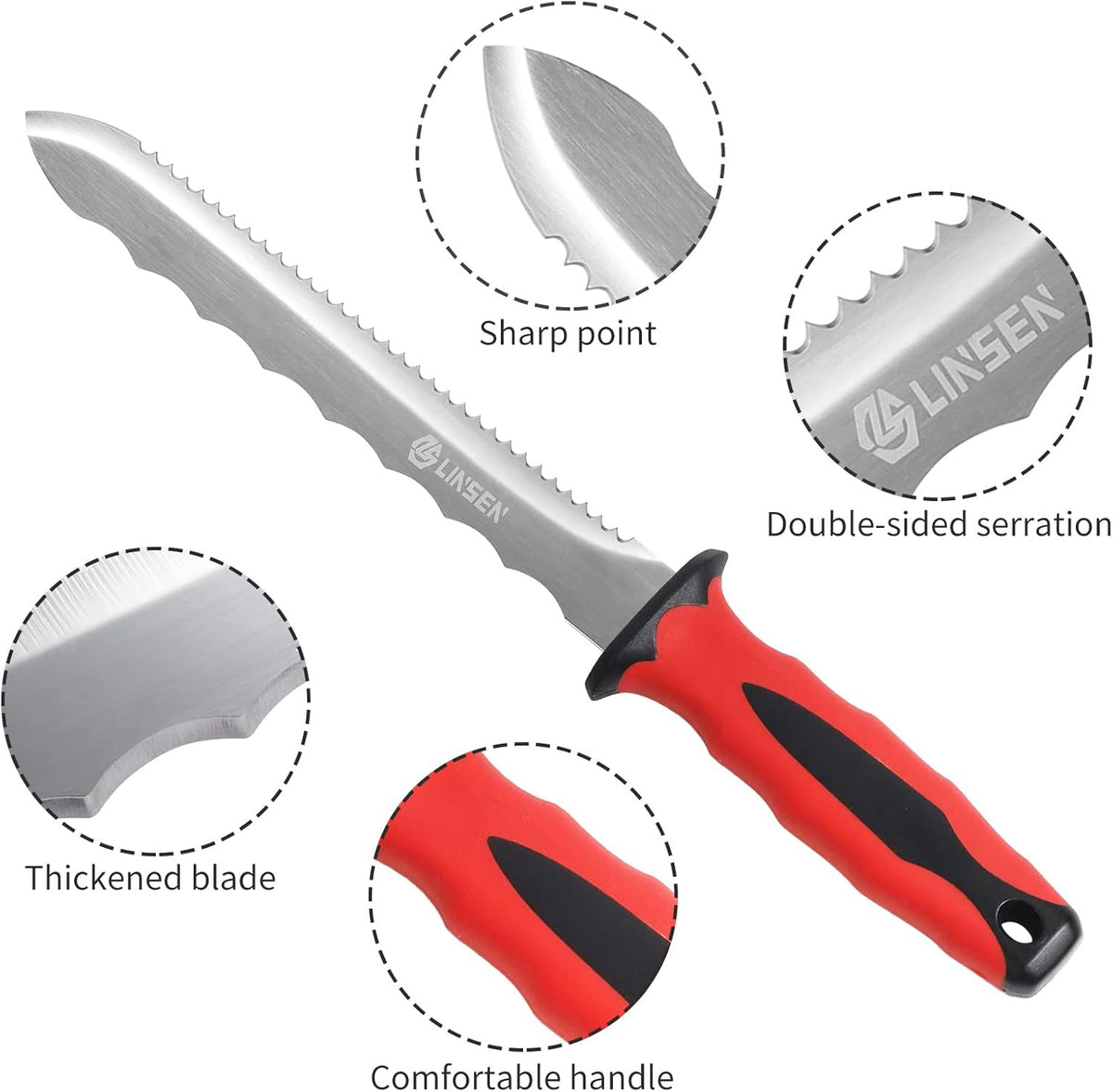 Stainless Steel Garden Knife with 11" Blade with New Handle, Double Side Utility Sod Cutter Lawn Repair Garden Knife with Nylon Sheath (YELLOW)