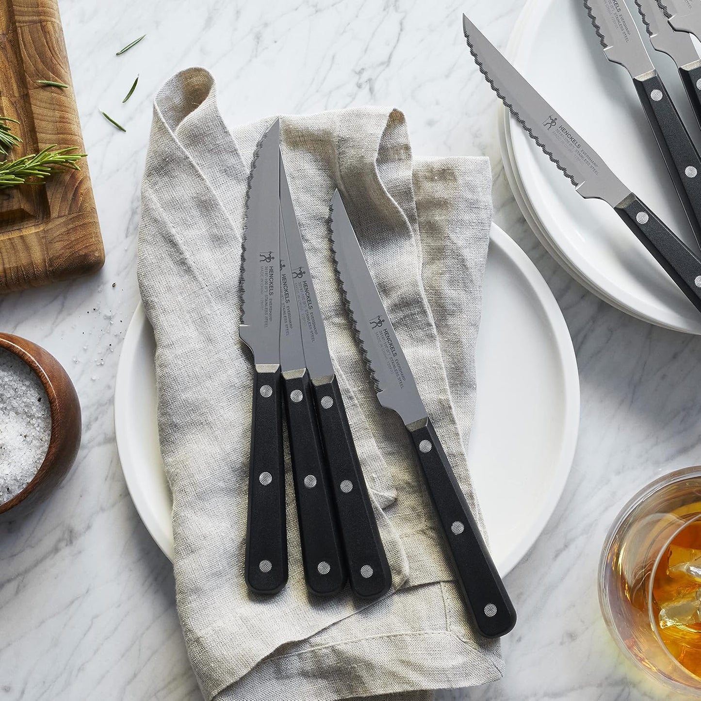 Razor-Sharp Steak Knives Set of 8, German Engineered | Informed by 100+ Years of Mastery. Dishwasher Safe. Stays Sharp with Micro Serrated Edges.