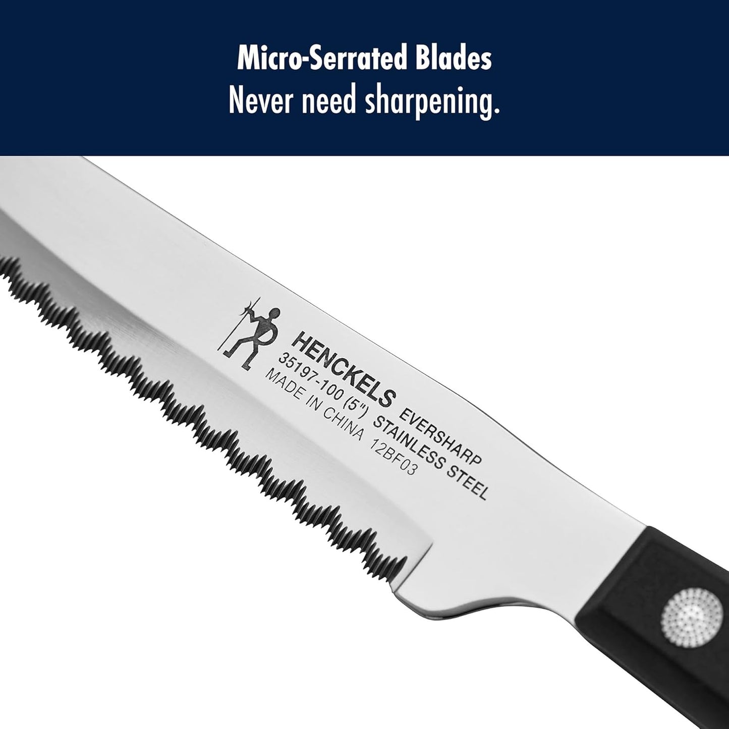 Razor-Sharp Steak Knives Set of 8, German Engineered | Informed by 100+ Years of Mastery. Dishwasher Safe. Stays Sharp with Micro Serrated Edges.
