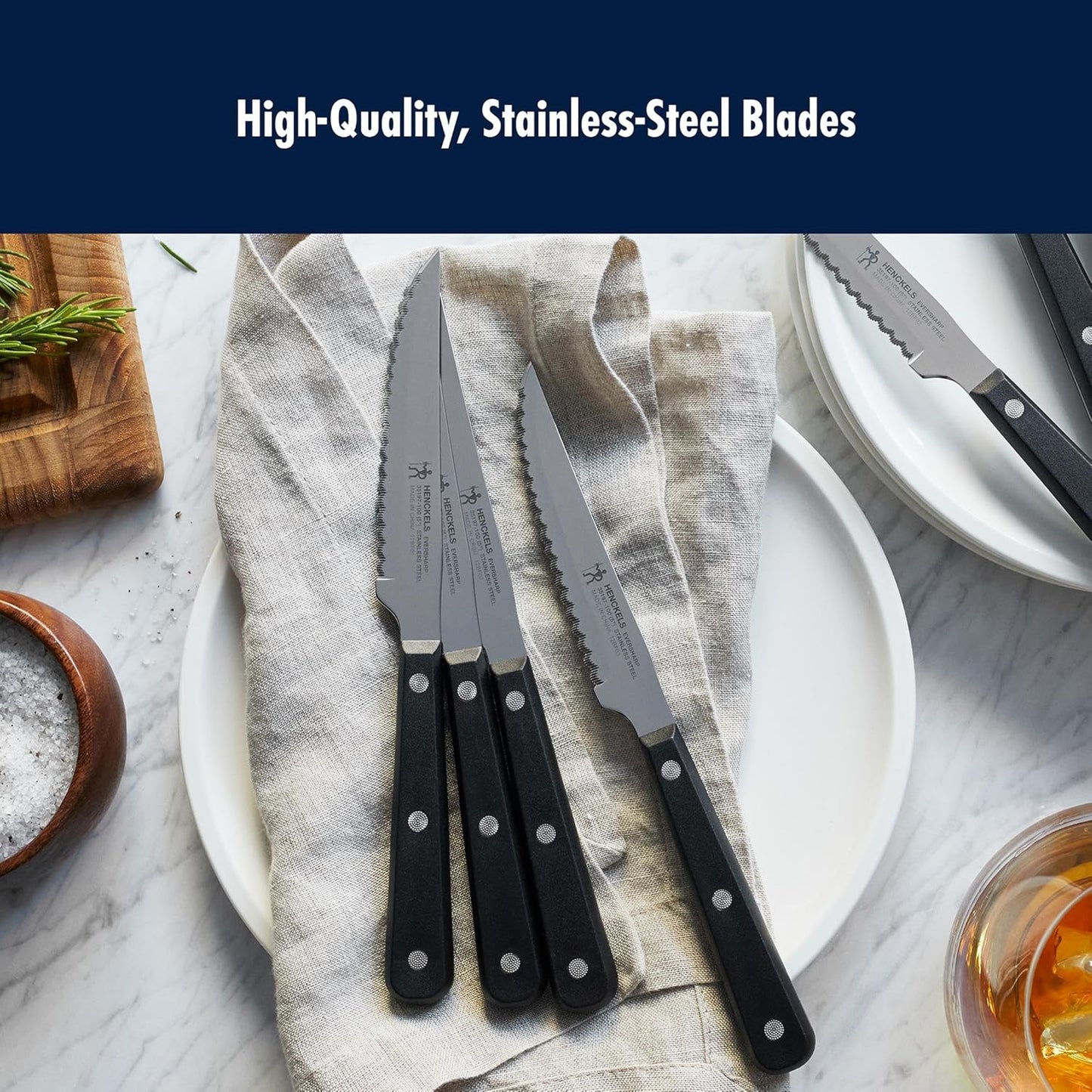 Razor-Sharp Steak Knives Set of 8, German Engineered | Informed by 100+ Years of Mastery. Dishwasher Safe. Stays Sharp with Micro Serrated Edges.