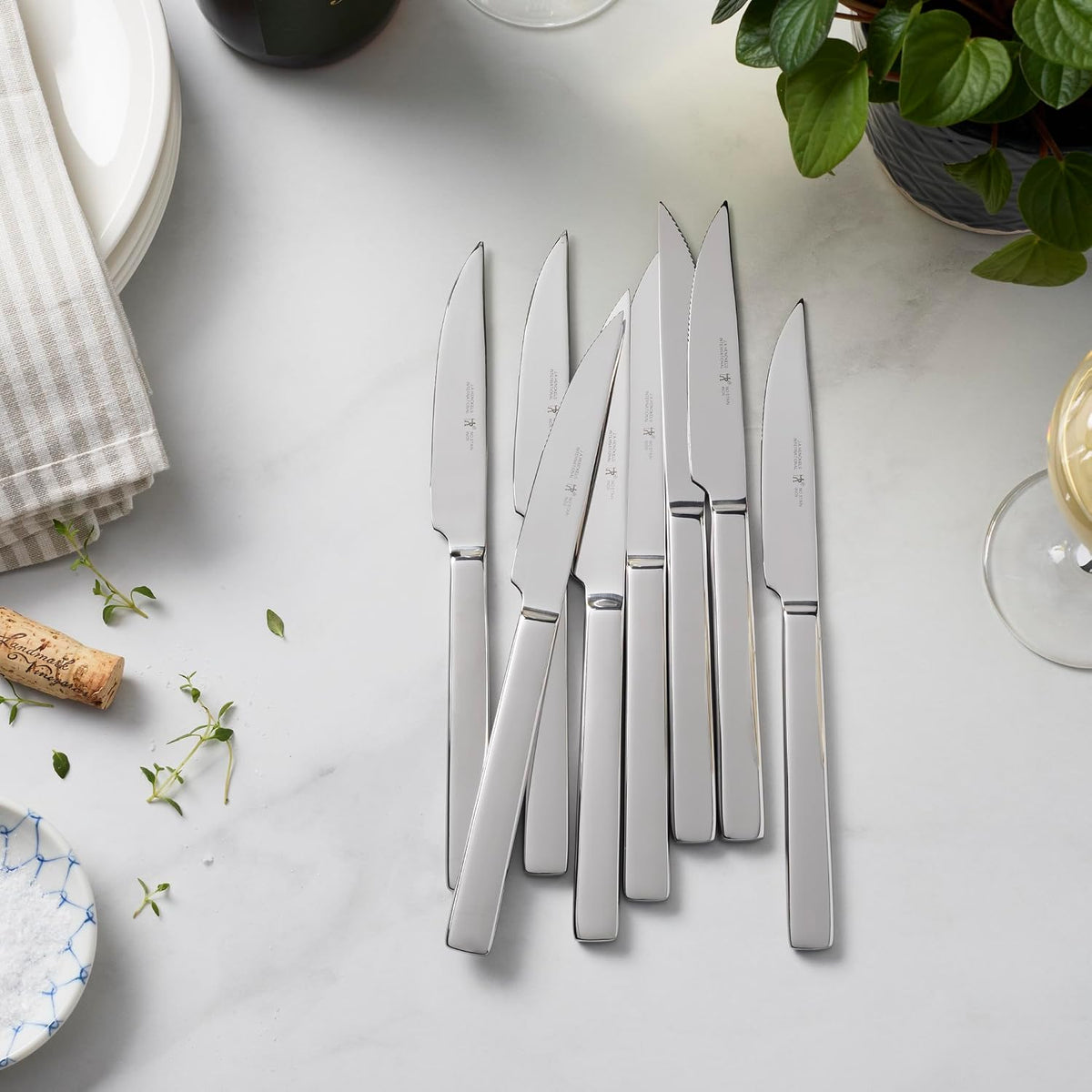 Razor-Sharp Steak Knives Set of 8, German Engineered | Informed by 100+ Years of Mastery. Dishwasher Safe. Stays Sharp with Micro Serrated Edges.