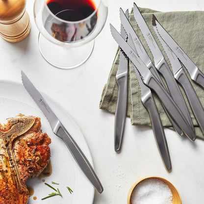 Razor-Sharp Steak Knives Set of 8, German Engineered | Informed by 100+ Years of Mastery. Dishwasher Safe. Stays Sharp with Micro Serrated Edges.