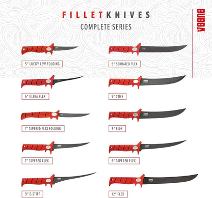6 Inch Ultra Flex Tapered Fillet Knife with Non-Slip Grip Handle, 8Cr13MoV Stainless Steel Blade, Lanyard Hole and Synthetic Sheath for Fishing
