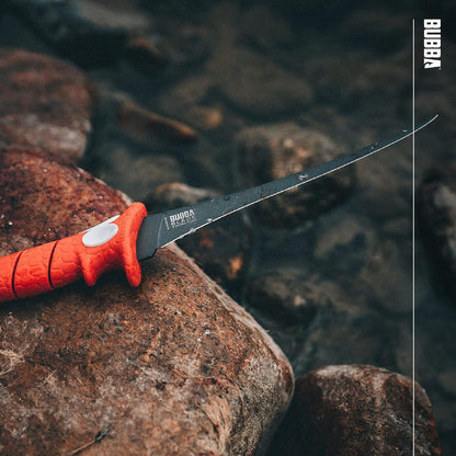6 Inch Ultra Flex Tapered Fillet Knife with Non-Slip Grip Handle, 8Cr13MoV Stainless Steel Blade, Lanyard Hole and Synthetic Sheath for Fishing