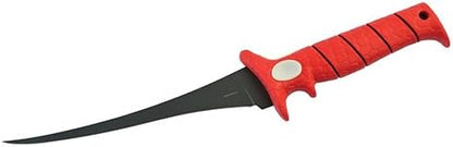 6 Inch Ultra Flex Tapered Fillet Knife with Non-Slip Grip Handle, 8Cr13MoV Stainless Steel Blade, Lanyard Hole and Synthetic Sheath for Fishing