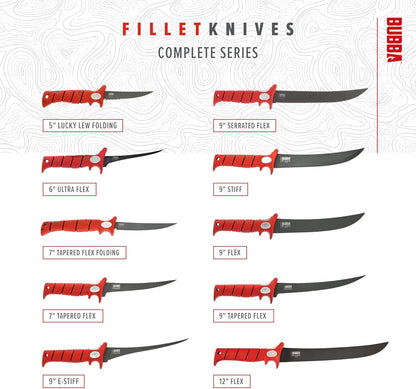 6 Inch Ultra Flex Tapered Fillet Knife with Non-Slip Grip Handle, 8Cr13MoV Stainless Steel Blade, Lanyard Hole and Synthetic Sheath for Fishing