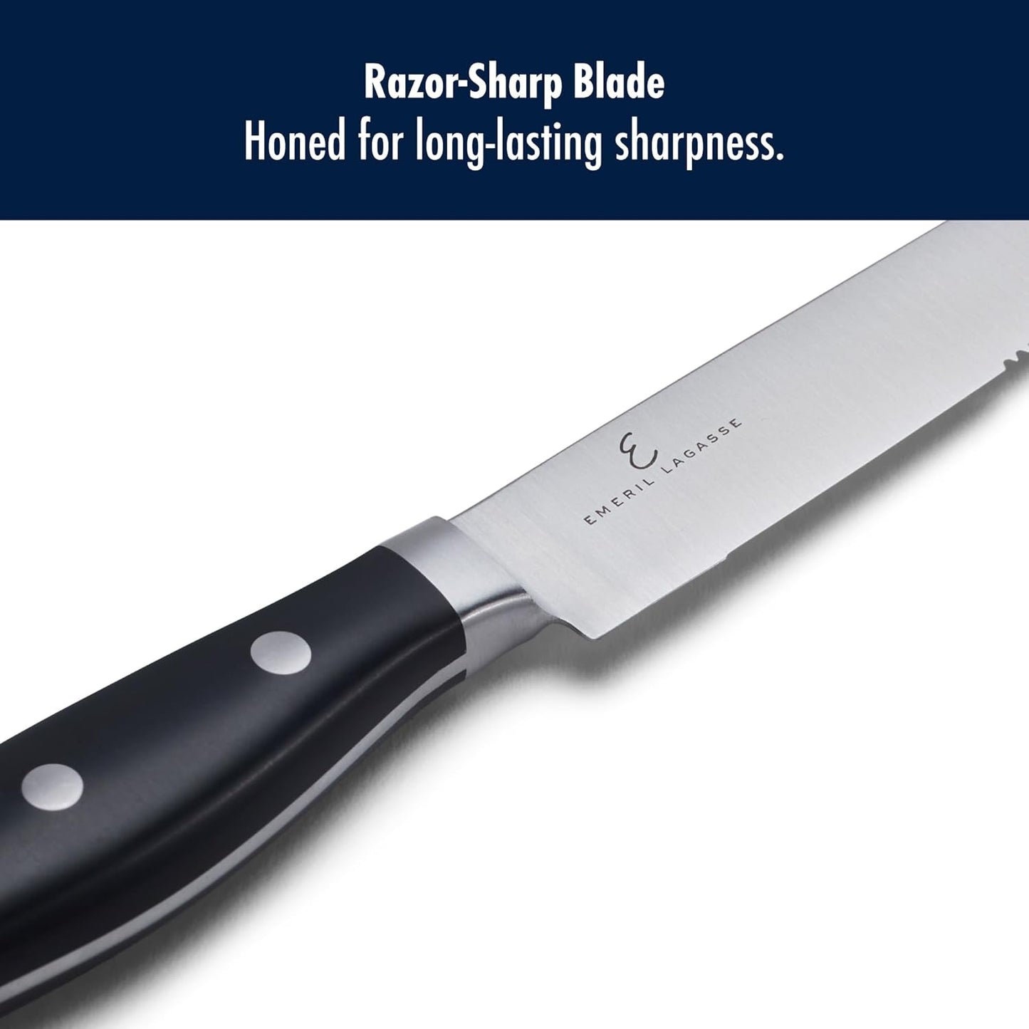 x EMERIL Lagasse The Nola Collection Razor-Sharp German 4-pc Steak Knife Set, Made in Company-Owned German Factory with Special Formula Steel perfected for almost 300 Years, Dishwasher Safe