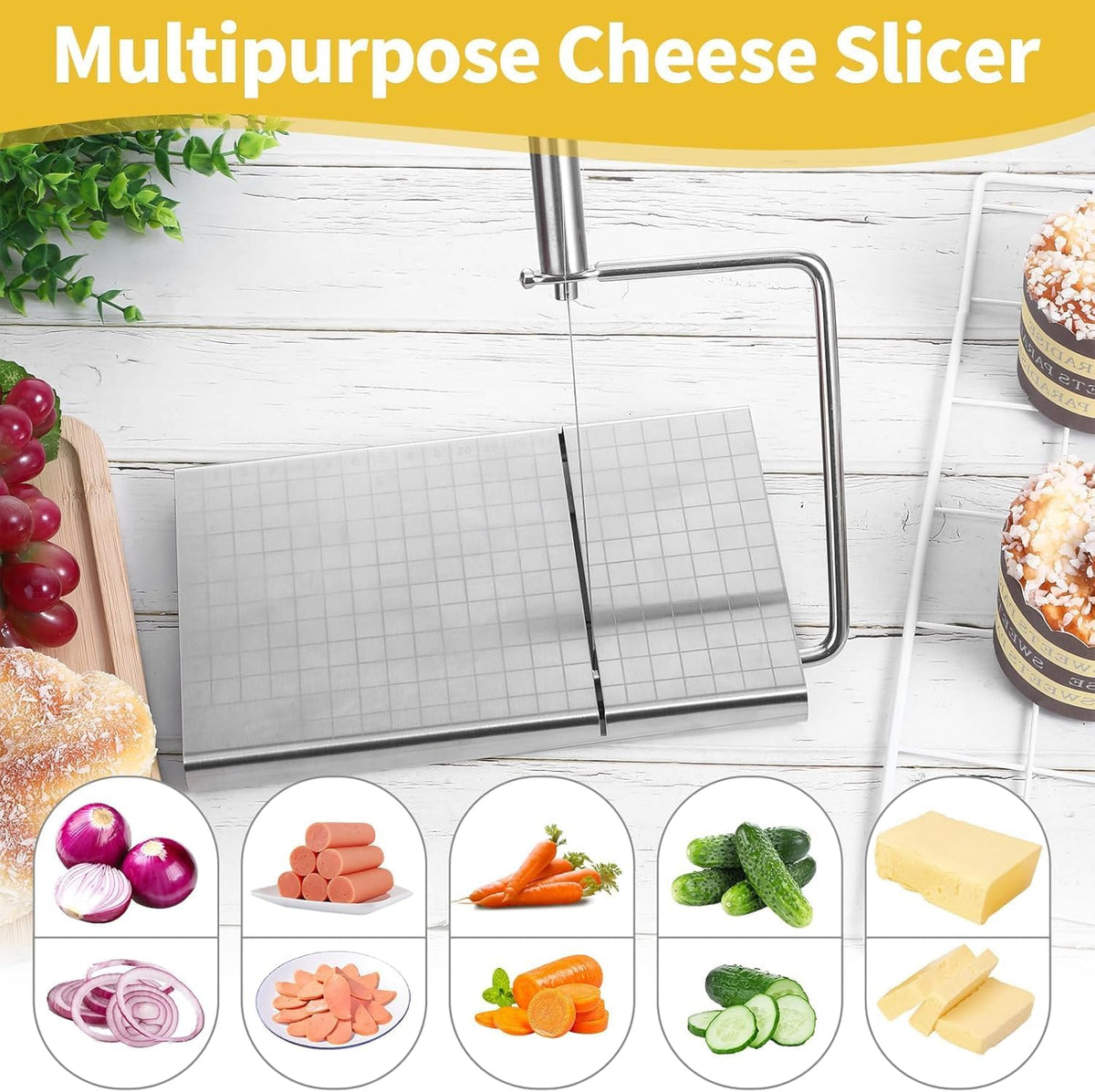Cheese Slicer with Measuring Grid, Stainless Steel