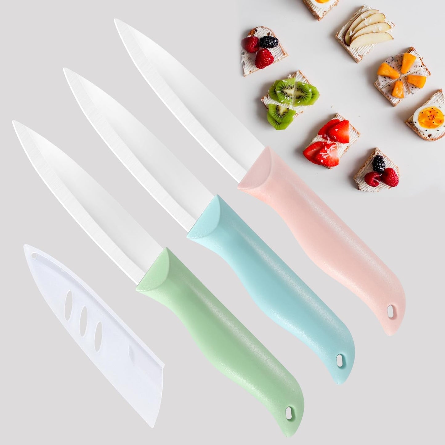 3 Pieces Ceramic Knives set, 4 inch Fruit Knife is Suitable for Most Vegetables, Fruits and Meats