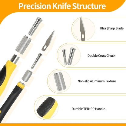 Precision Craft, Hobby, and Exacto Knife Set for Artistic, Scrapbooking, Stencil, Architectural Modeling, Woodworking, and Leatherworking projects - Perfect for Precision Cutting (30pcs)