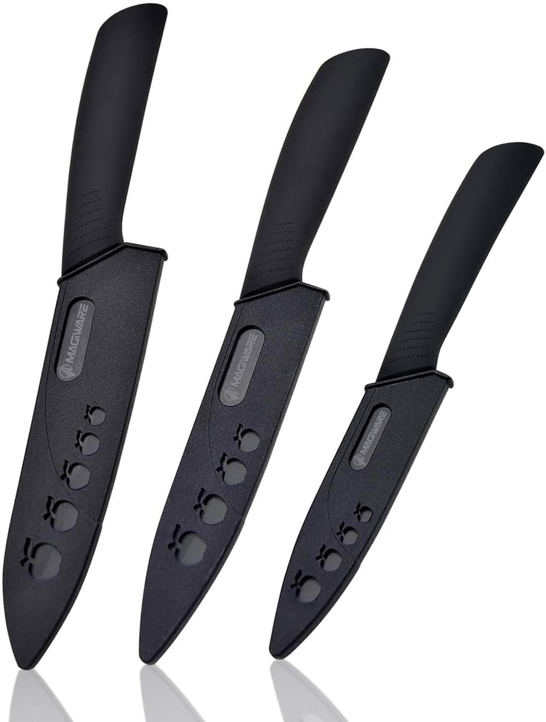 Magiware Ceramic Knives, Ceramic Knife Set with Sheaths Cover -Sharp Longer Never Rust (include 6 Inch Chef Knife, 5inch Utility Knife, and 4 Inch Paring Knife