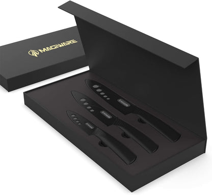 Magiware Ceramic Knives, Ceramic Knife Set with Sheaths Cover -Sharp Longer Never Rust (include 6 Inch Chef Knife, 5inch Utility Knife, and 4 Inch Paring Knife