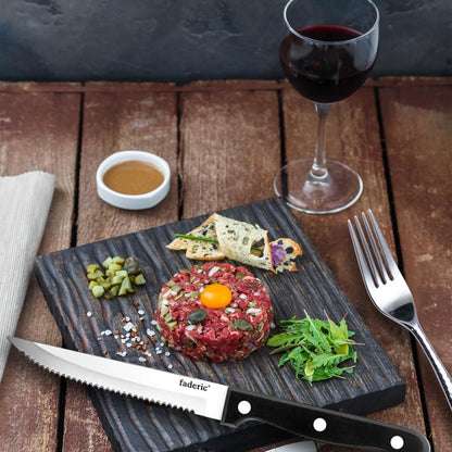 Serrated Steak Knives Set of 8, Black, 4.5 Inches | Full-Tang Triple Rivet Steak Knife Set, Stainless Steel Sharp Blade, For Kitchen Camping Restaurant,Dishwasher Safe