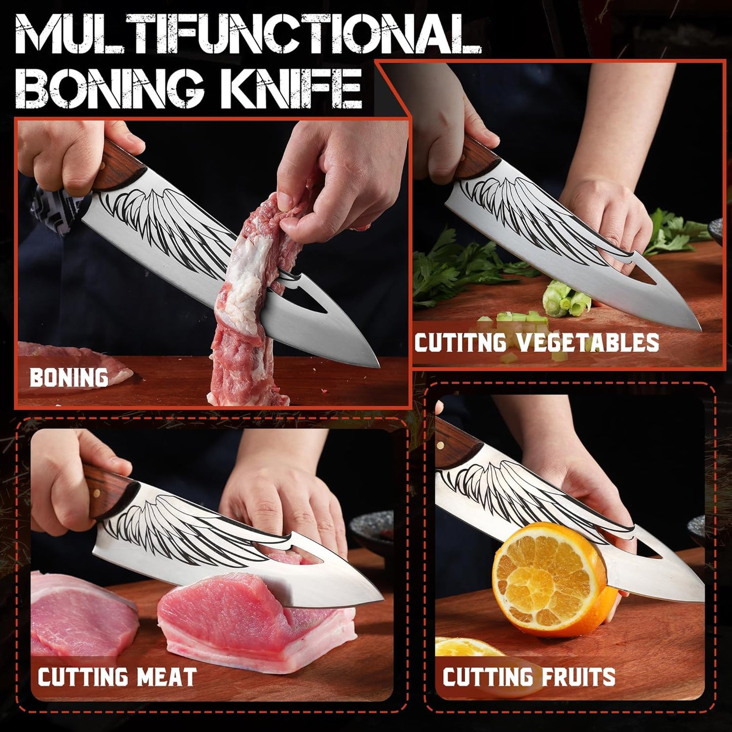 Cleaver Knife for Meat Cutting Butcher Viking Boning Knife | Hand Forged In Fire Chopping Cutter with Sheath Outdoor BBQ Camping Birthday Christmas Chef Gift Idea Men 8.4"