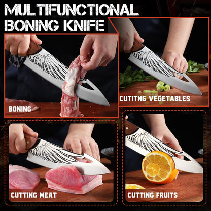 Cleaver Knife for Meat Cutting Butcher Viking Boning Knife | Hand Forged In Fire Chopping Cutter with Sheath Outdoor BBQ Camping Birthday Christmas Chef Gift Idea Men 8.4"