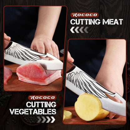 Cleaver Knife for Meat Cutting Butcher Viking Boning Knife | Hand Forged In Fire Chopping Cutter with Sheath Outdoor BBQ Camping Birthday Christmas Chef Gift Idea Men 8.4"