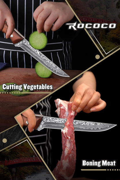 Cleaver Knife for Meat Cutting Butcher Viking Boning Knife | Hand Forged In Fire Chopping Cutter with Sheath Outdoor BBQ Camping Birthday Christmas Chef Gift Idea Men 8.4"