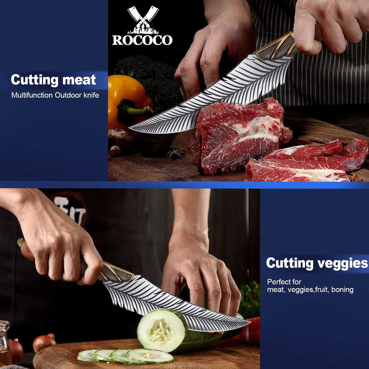 Cleaver Knife for Meat Cutting Butcher Viking Boning Knife | Hand Forged In Fire Chopping Cutter with Sheath Outdoor BBQ Camping Birthday Christmas Chef Gift Idea Men 8.4"