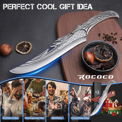 Cleaver Knife for Meat Cutting Butcher Viking Boning Knife | Hand Forged In Fire Chopping Cutter with Sheath Outdoor BBQ Camping Birthday Christmas Chef Gift Idea Men 8.4"