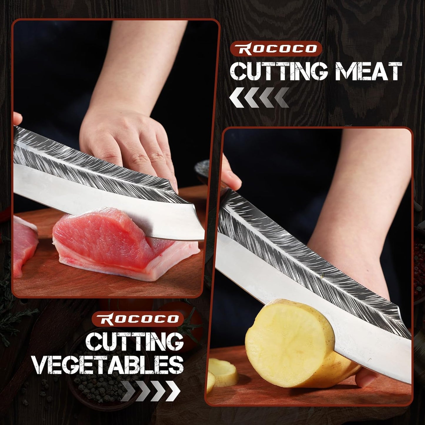 Cleaver Knife for Meat Cutting Butcher Viking Boning Knife | Hand Forged In Fire Chopping Cutter with Sheath Outdoor BBQ Camping Birthday Christmas Chef Gift Idea Men 8.4"